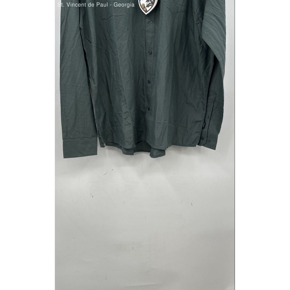 Men's Long Sleeve Button-Down Shirt - Slate Green - Picture 3 of 10
